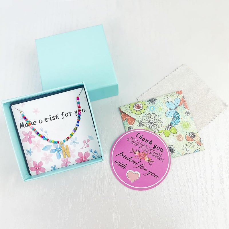 Senfour Colorful Beaded Initial Necklaces for Kids Girls, Personized Graduation Birthday Gifts - Choker Necklace for Women,Teen and Preteen Girls - Image 5
